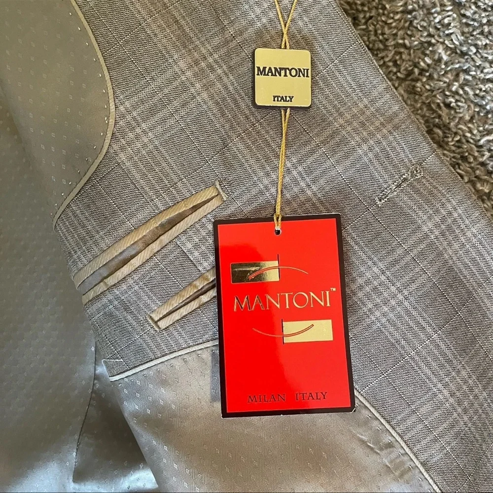 Mantoni 100% Virgin Wool Super 140s Jacket Coat Blazer 44R Crème Tan Brown BNWT - Picture 3 of 7